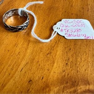 TUSK TK316 Stainless steel braided silver tone unique men’s ring - size 13